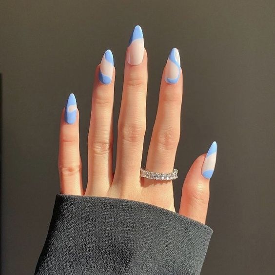 blue and white nails, white and blue nails, blue nails, white nails