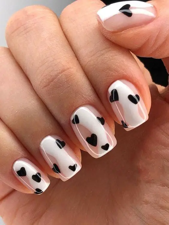 White valentine's nails