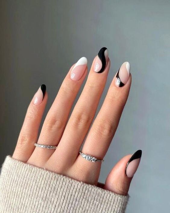 The top black and white nails, black and white nail designs, black and white nails acrylic, black and white nail art, and more black and white nail ideas