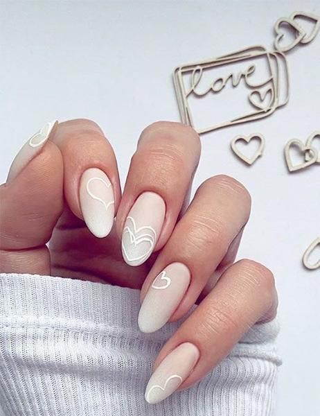 White valentine's nails