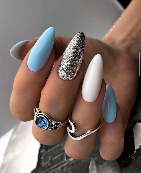 The top blue nails and blue nail ideas including light blue nails, blue acrylic nails, blue nail designs, blue nail art, trendy blue nails, royal blue nails, and short blue nails