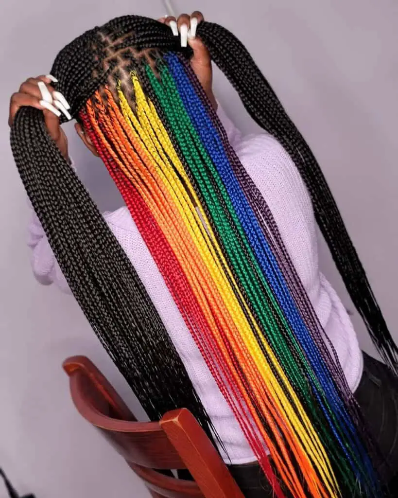 rainbow peekaboo braids