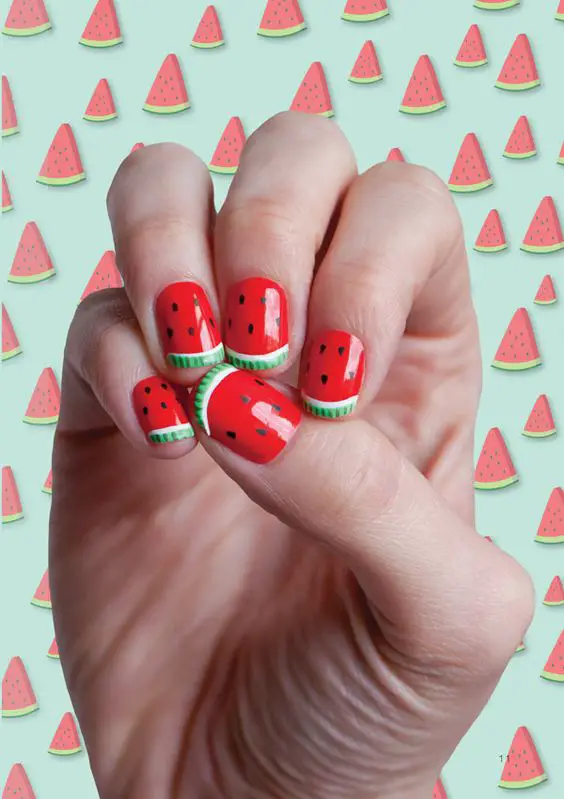 See these watermelon nails, watermelon nail art, and fruit nails 