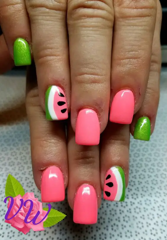 See these watermelon nails, watermelon nail art, and fruit nails 