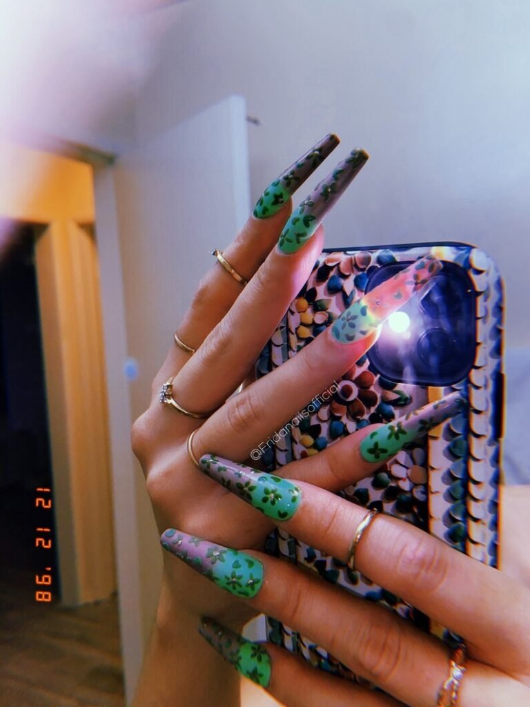 Print Nail long baddie nails