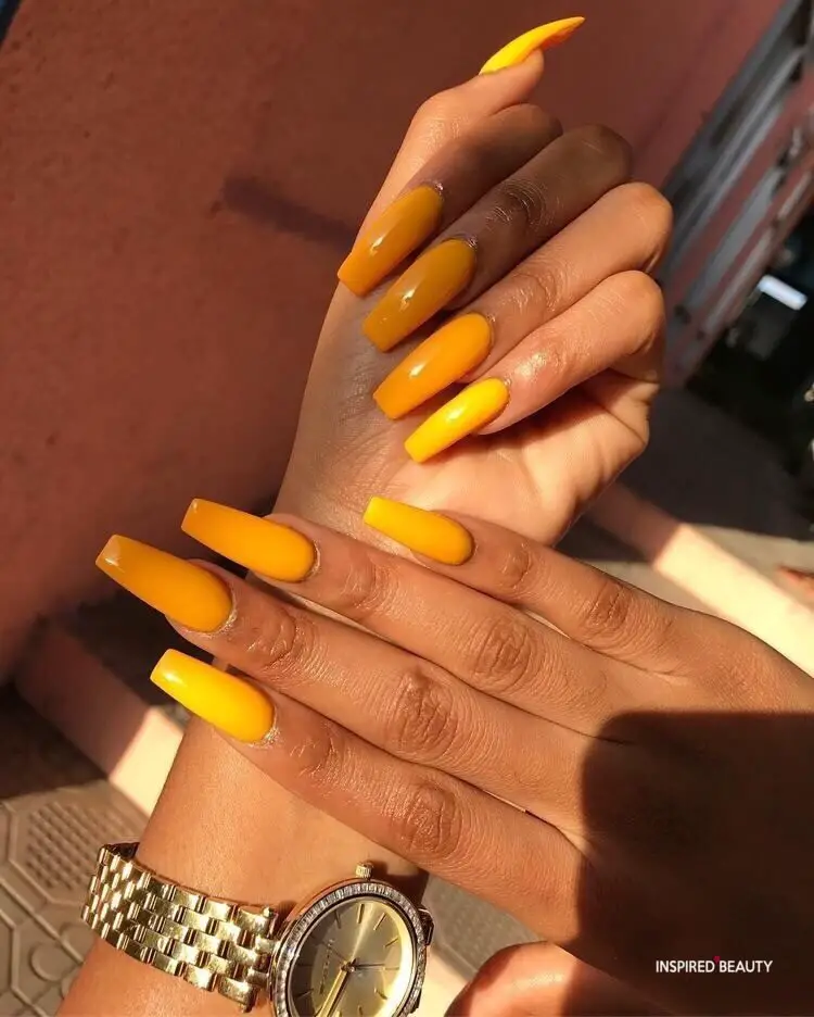 Mustard Yellow Baddie Nails