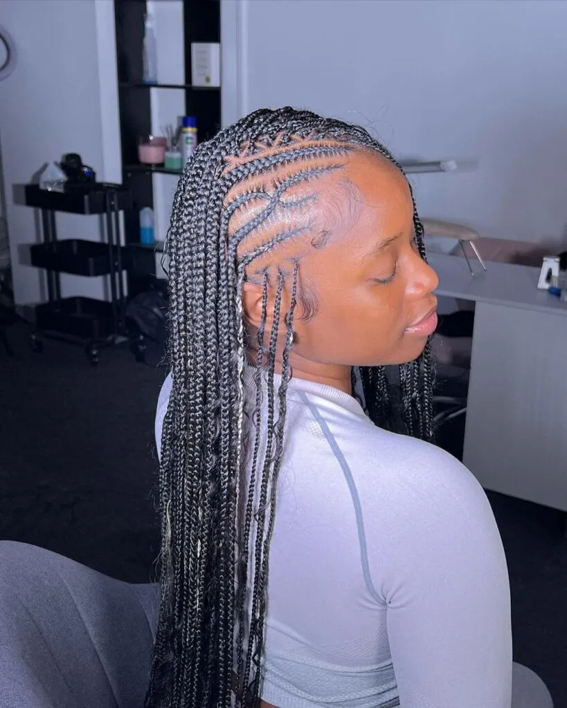 peekaboo bohemian flip over Fulani braids