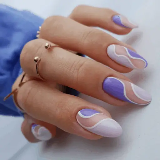 Abstract nail art to inspire your next manicure: Purple & Nude Swirls