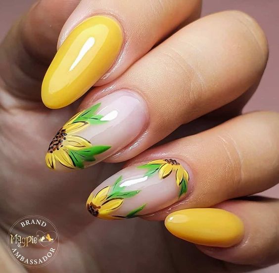 The best sunflower nails & sunflower nail designs