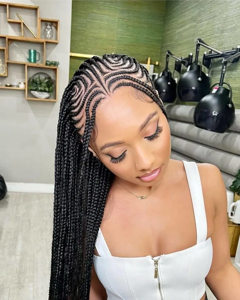 freestyle feed in stitch fulani braids