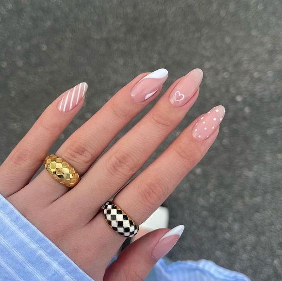 White valentine's nails