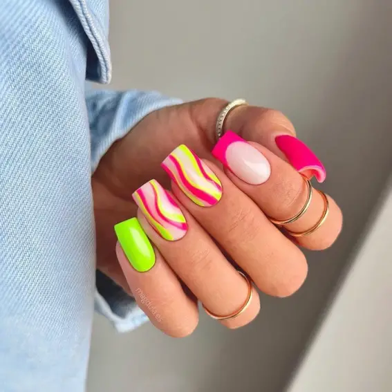 The top hot pink nails, neon pink nails, hot pink nail designs, and neon pink nail designs