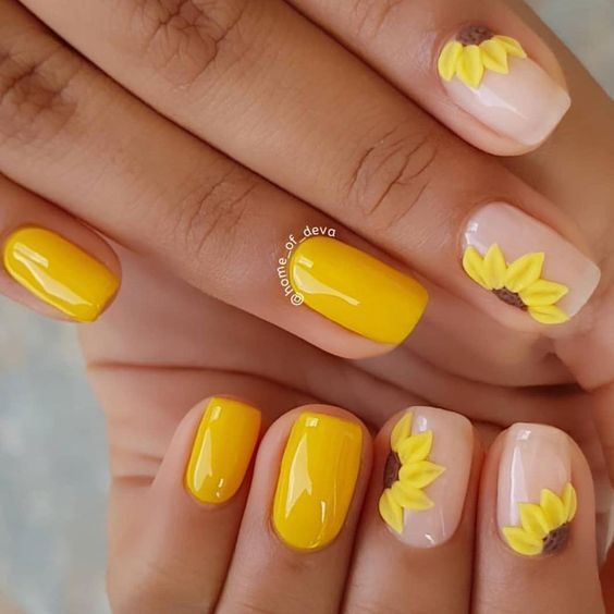 The best sunflower nails & sunflower nail designs