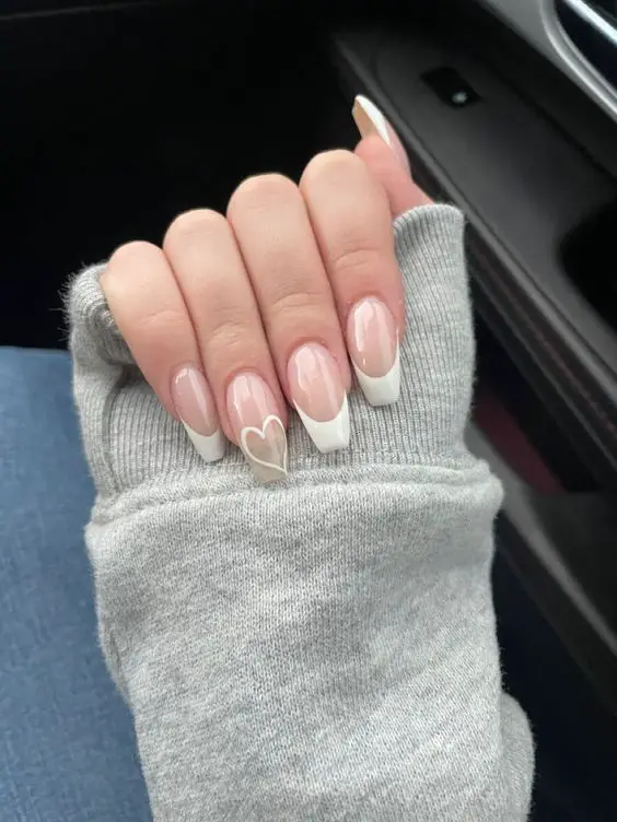 White valentine's nails