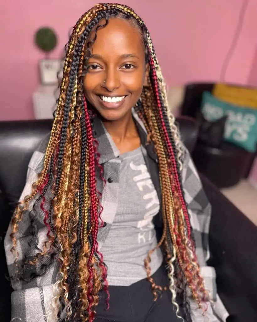 Multicoloured peekaboo boho braids 