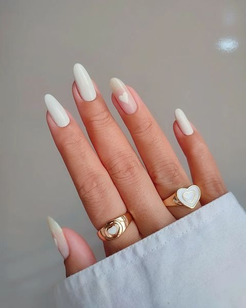 White valentine's nails