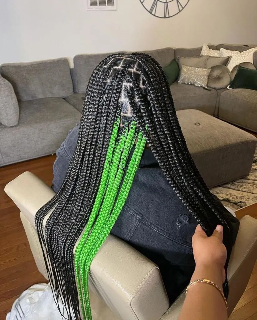 lime green peekaboo braids