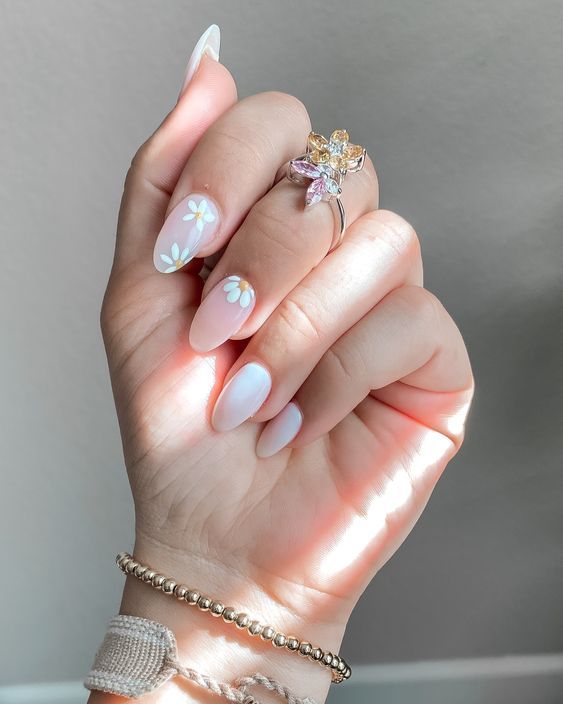 White valentine's nails