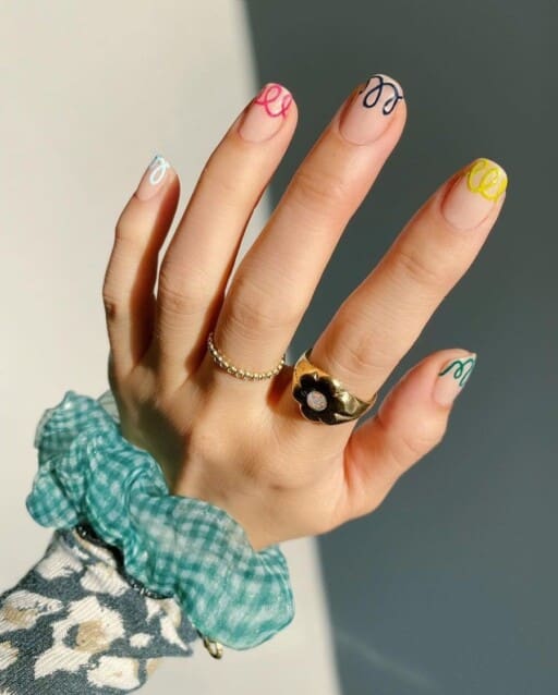 Abstract nail art to inspire your next manicure: Curly Tips