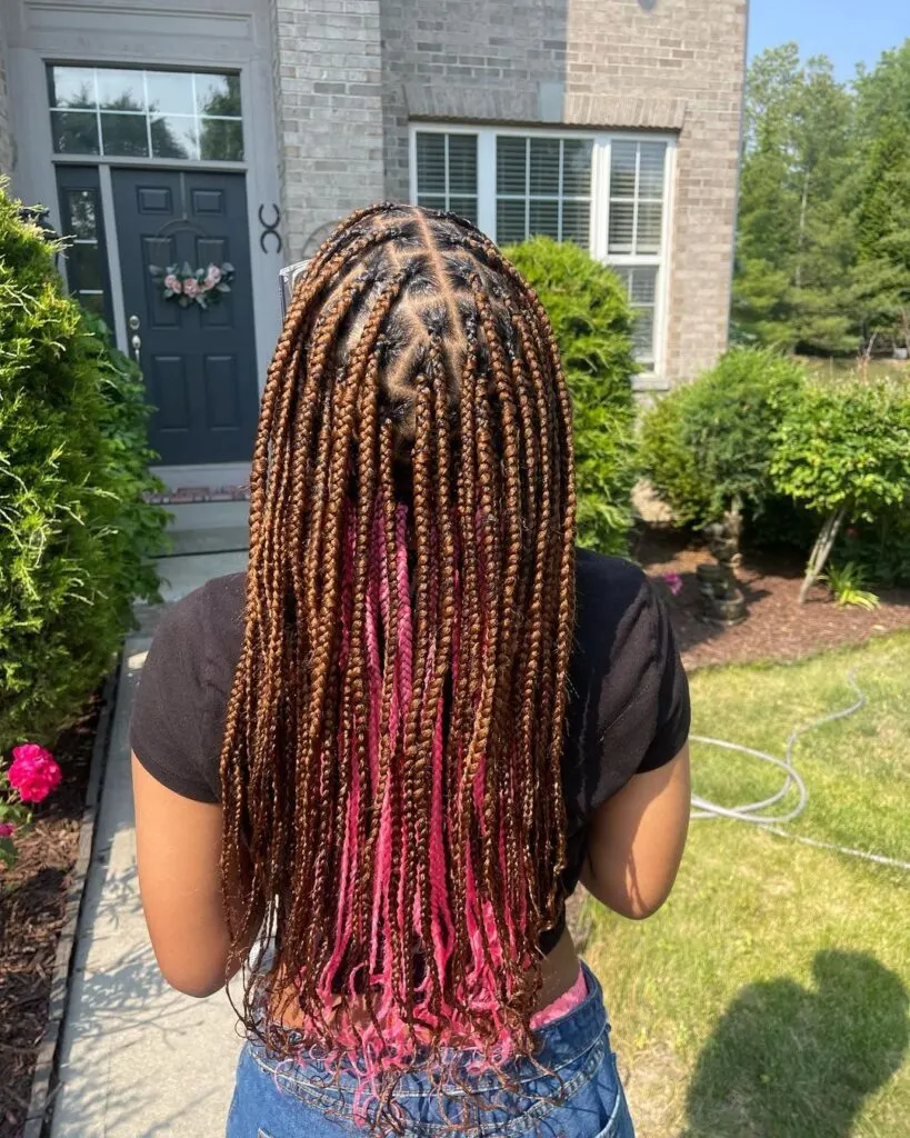 pink peekaboo knotless braids