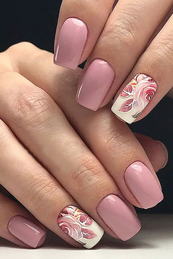 The prettiest pink rose nails and rose nail designs for your next manicure