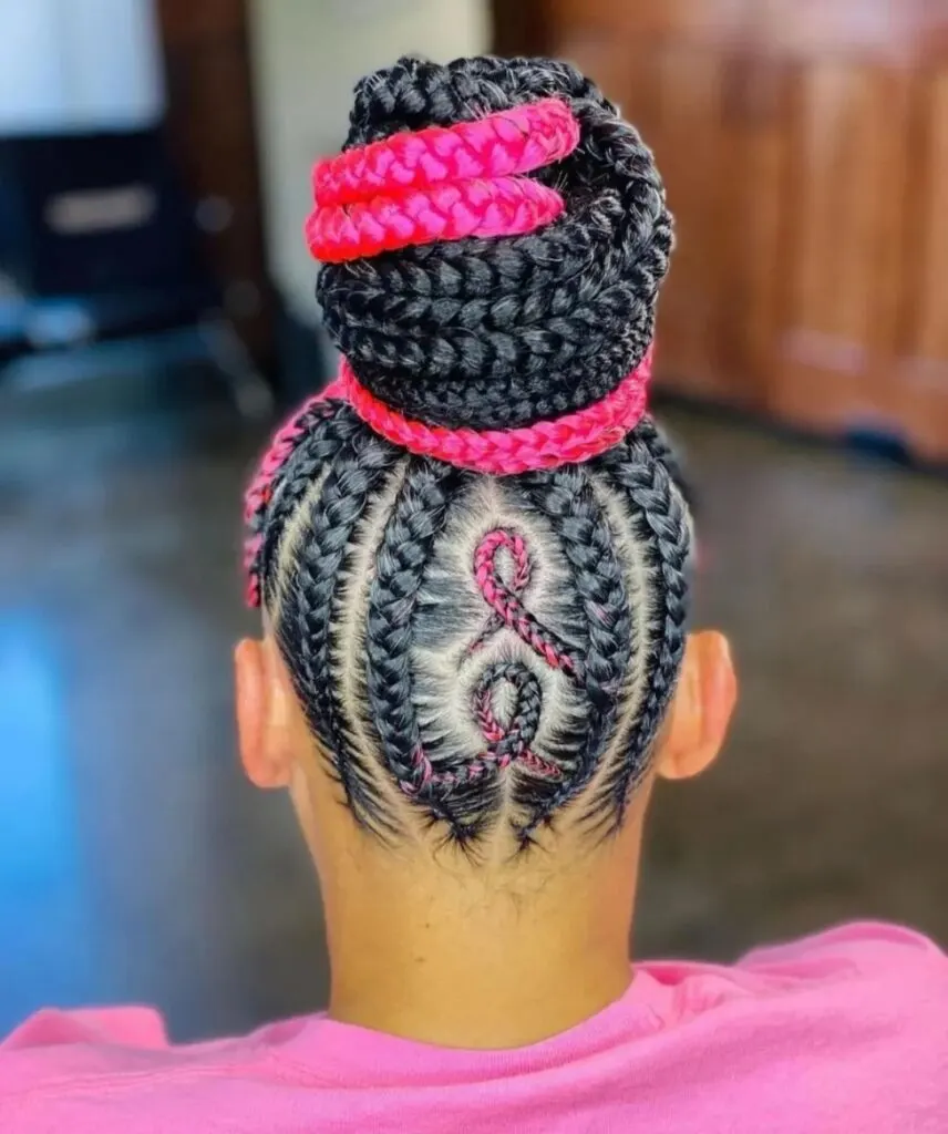 pink peekaboo braided up do for black women