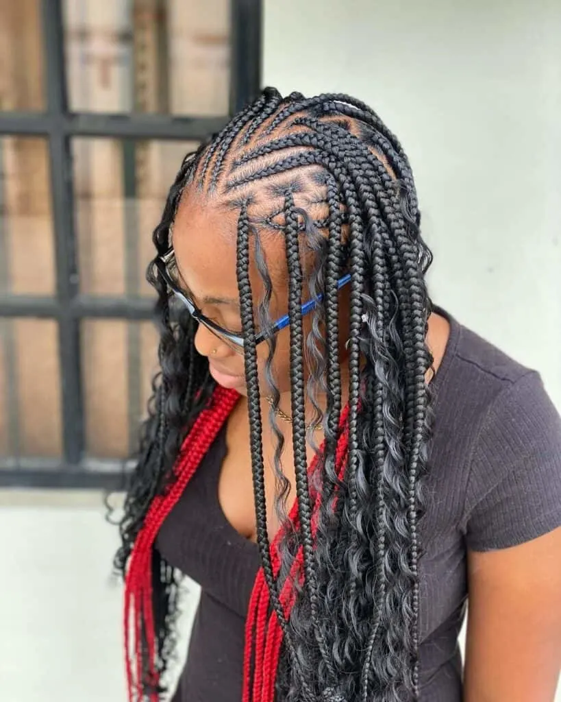 Peekaboo boho flip over Fulani braids 