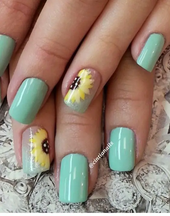 The best sunflower nails & sunflower nail designs