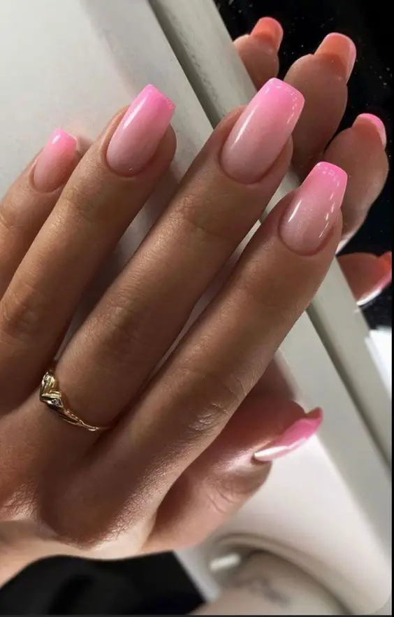 Pink ombre nails including white and pink ombre nails, pink ombre acrylic nails, and pink ombre nail designs