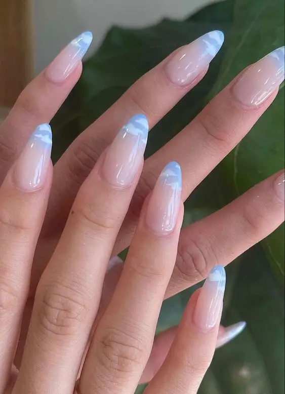 blue and white nails, white and blue nails, blue nails, white nails