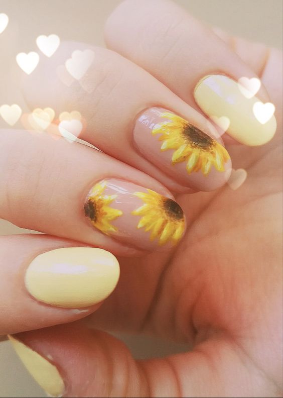 The best sunflower nails & sunflower nail designs