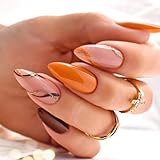 24PCS Fake Nails False Nails Long - False Nails with Glue Press on Nails - Full Cover Acrylic False...