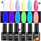 TOMICCA Glow in the Dark Gel Nail Polish Set,Halloween Neon Gel Nail Polish Set Hot Pink Yellow...