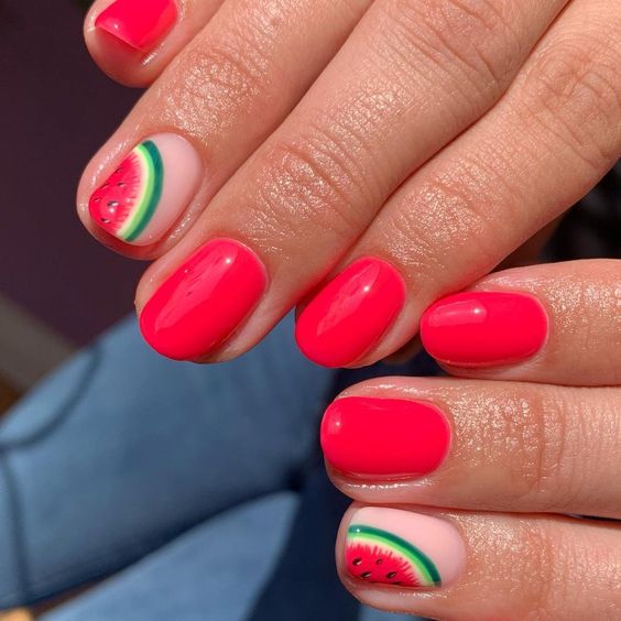 See these watermelon nails, watermelon nail art, and fruit nails 