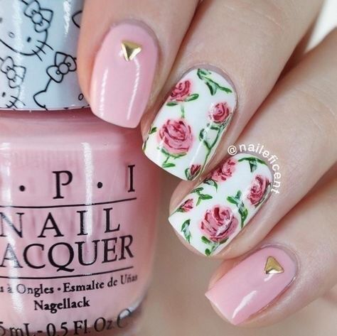 The prettiest pink rose nails and rose nail designs for your next manicure