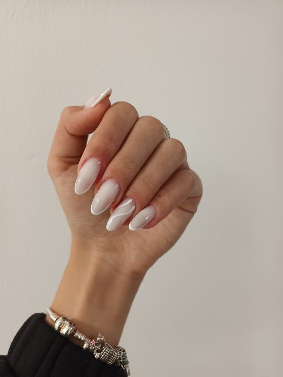 White valentine's nails