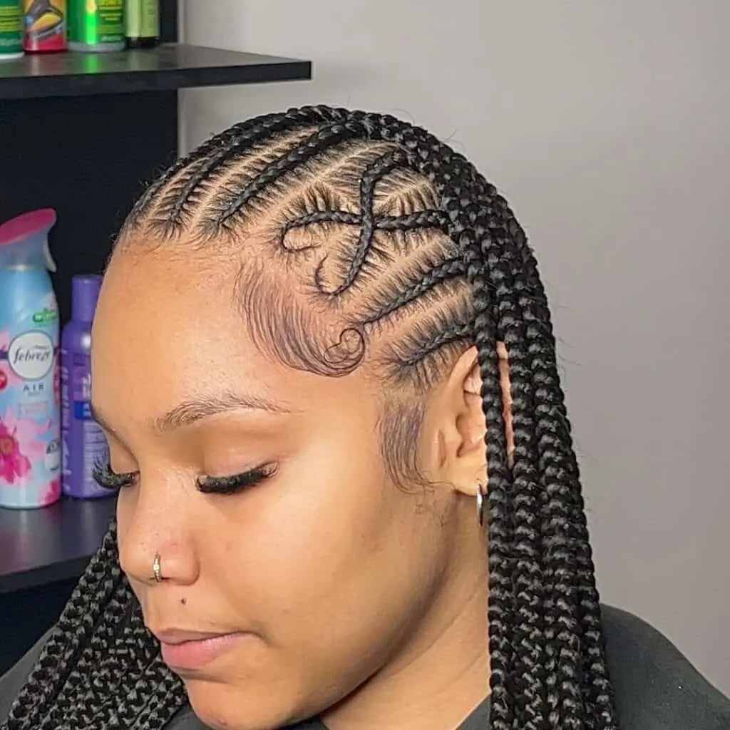 large feed in fulani braids