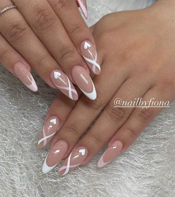 White valentine's nails