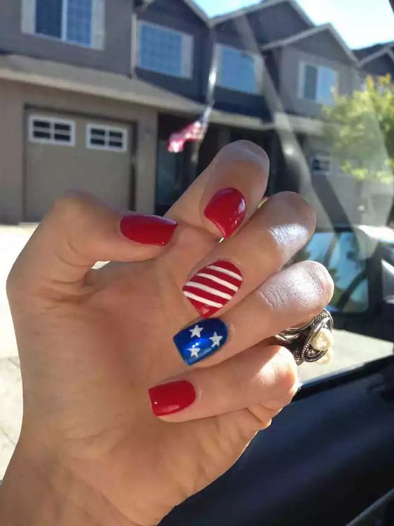 4th of July nails | red, white, and blue nails