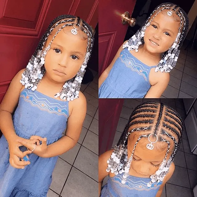 kids braids with beads