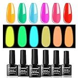 vrenmol Glow in The Dark Gel Nail Polishes Luminous Neon Gel Nail Polish Set Fluorescent Bright Gel...