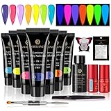 Saviland Poly Nails Gel Kit - glows in the Dark Nail Extension Gel Nail Kit with 7 Colors Neon...