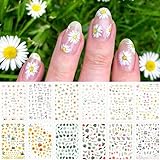 Kalolary Sunflower Daisy Nail Stickers, 12 Sheets 3D Nail Polish Sunflower Stickers Blossom Flowers...