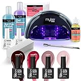 Mylee Complete Professional Gel Nail Polish LED Lamp Kit, 4x MyGEL Colours, Top & Base Coat, Mylee...