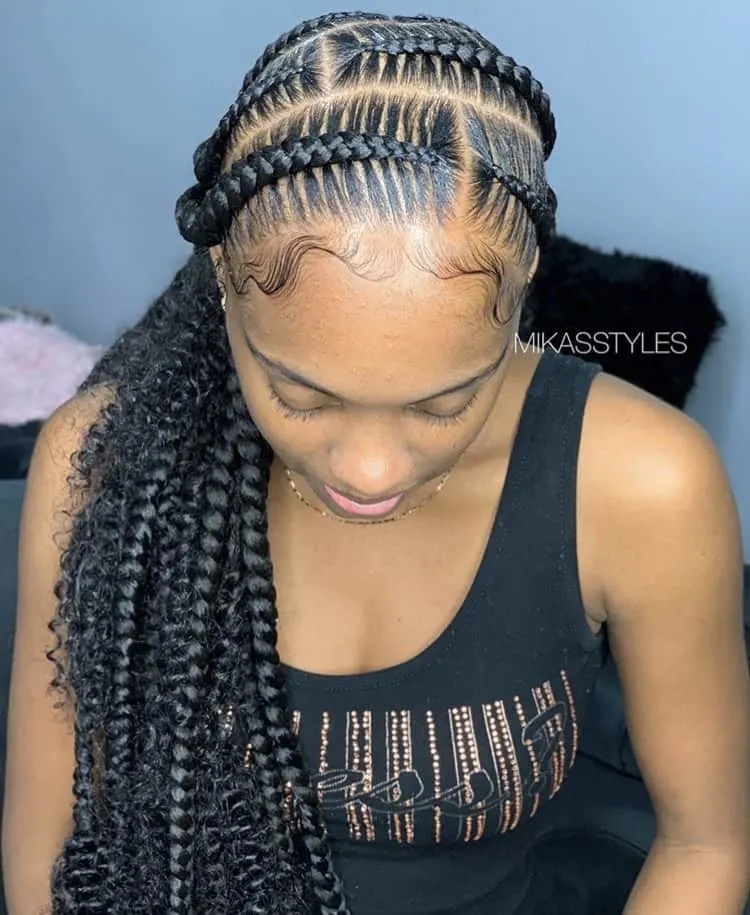 Pop smoke braids with curly ends 