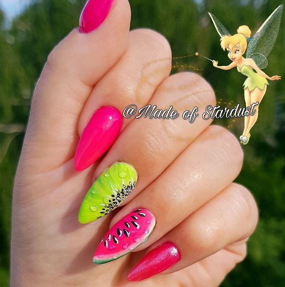 See these watermelon nails, watermelon nail art, and fruit nails 