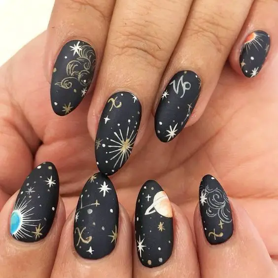 Galaxy nails, galaxy nail designs, and galaxy nail art for a gorgeous manicure