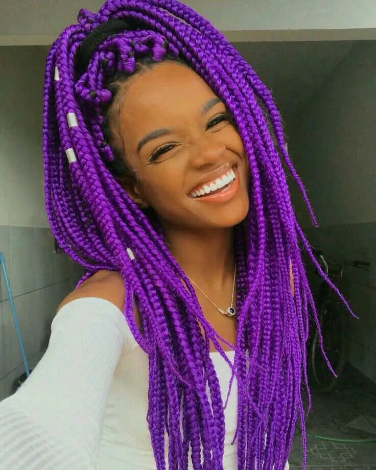 purple box braids