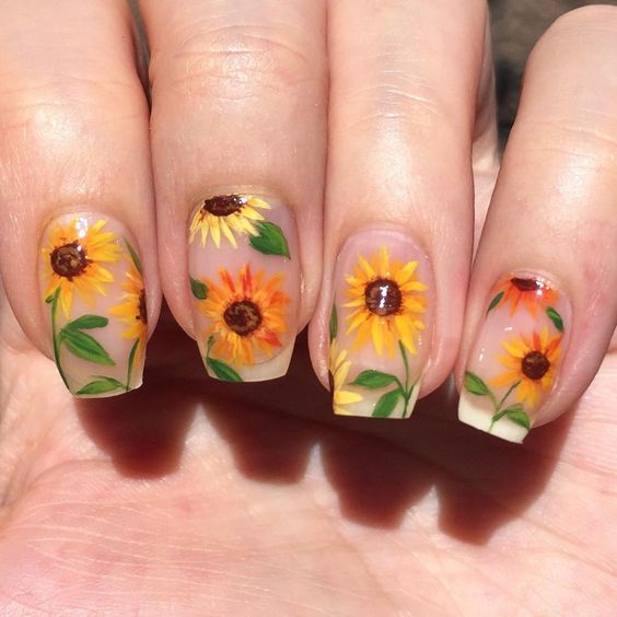 The best sunflower nails & sunflower nail designs