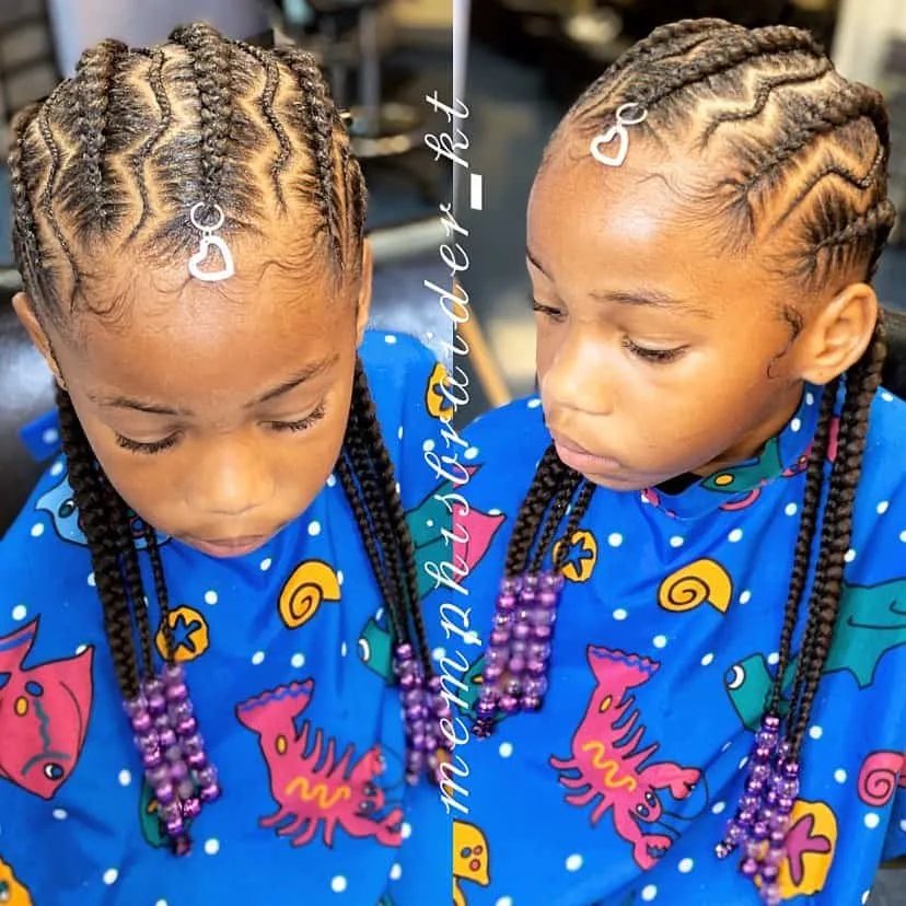 kids conrows with beads